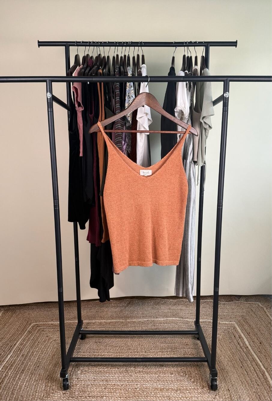 Womens Medium Be Cool Coral Orange Spaghetti Strap Terry-Cloth Tank Top